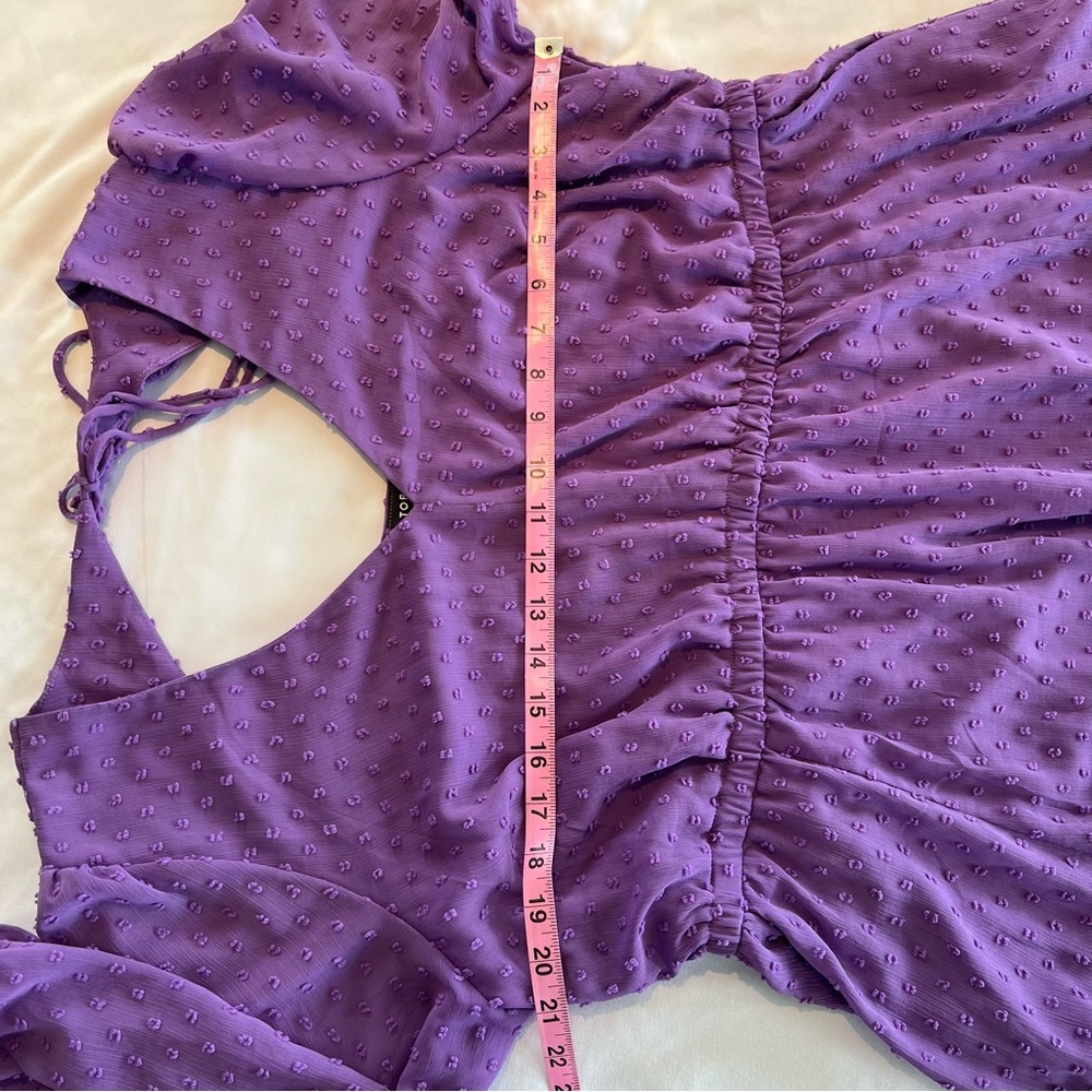 Torrid Purple Tea Length Clip Dot Open Back A-Line Dress Size 1 - Picture 13 of 17